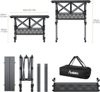 Anbte 2ft Small Roll Up Camping Table, 2 Adjustable Height Aluminum Portable Camping Table with Storage Net & Bag, Lightweight Waterproof Folding Table for Indoor Outdoor BBQ Picnic, 25” X 16”, Black
