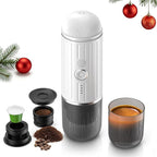i Cafilas Portable Electric Espresso Coffee Maker, Fast self-heating 2 IN 1 Extraction System Espresso Machine, Support Ground Coffee and NS capsule, for Travel,Car,Hiking,Climbing,Rich Crema（White）