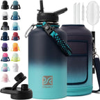 DYSANKY Insulated Water Bottle | Thickened Stainless Steel Vacuum Metal | Portable Sports Half Gallon Large Water Jug for Gym and Hiking with Straw, Carrier Bag, Handle Strap | BPA-Free 64 oz
