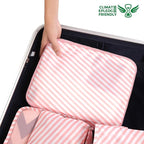 BAGAIL 8 Set Packing Cubes Luggage Packing Organizers for Travel Accessories-White and Pink Stripe
