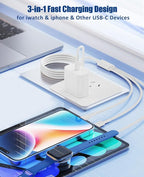for Apple Watch Charger Fast Charging,3 in 1 Multi Chargers Cable 3.3FT with 20W USB C Charger, iWatch Cord for iWatch Series Ultra2/Ultra/SE/10/9/8/7/3/iPhone15 16 Pro Max/14/13/12/11