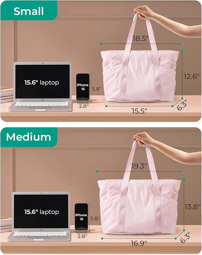 BAGSMART Tote Bag for Women, Tote Bag with Zipper Work Tote with Compartments Nurse Shoulder Hanbag for Travel, Gym