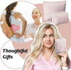 Huhumy 2 Pcs Makeup Bag Set Cute Cosmetic Pouch for Women Seersucker Travel Toiletry Bag Preppy Small Makeup Purse Pouch Aesthetic Skincare Brushes Storage Organizer for Valentine Women(Khaki)