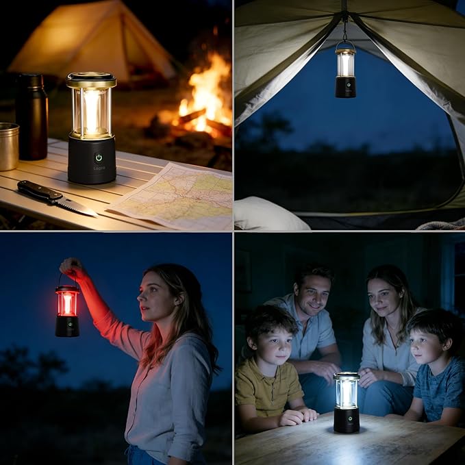 Lepro 1100LM Battery Powered LED Camping Lantern, Waterproof Tent Light with 5 Light Modes, Camping Essentials, Portable Lantern Flashlight for Camping, Emergency Light, Power Outage, Not Rechargeable