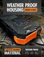 ToughTested 24000mAh Solar Power Bank Portable Charger, Fast Charging External Battery Pack with LED Flashlight, IP66 Waterproof, Dustproof, Shockproof USB-C Power Bank for Camping, Travel & Emergency