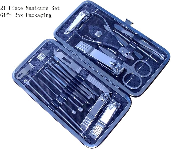 Nail Clippers Set for Men Women Parent Earpick EarpickerProfessional Manicure Set BWLSMART 21 Pieces Pedicure Kit, Nail Care and Grooming Kit with Travel Case Fingernail and Toenail Clipper Cutters