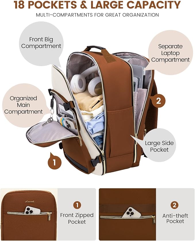 LOVEVOOK 40L Travel Backpack for Women & Men, Airline Approved Carry On Luggage with 3 Packing Cubes, TSA Overnight Bags, Waterproof Personal Item Bag, Weekender Essentials Backpacks fits 17" Laptop