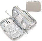 FYY Electronic Organizer, Large Travel Cable Organizer Bag Pouch Electronic Accessories Carry Case Portable Waterproof Double Layers All-in-One Storage Bag for Cable, Cord, Charger, Phone, Khaki