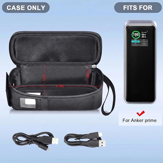 Case Compatible with Anker Prime 27,650mah Power Bank 250w, Laptop Phone Computer Battery Chargers Travel Carrying Holder for Portable Charger Fast Charging &USB Cables, Adapters (Bag Only)