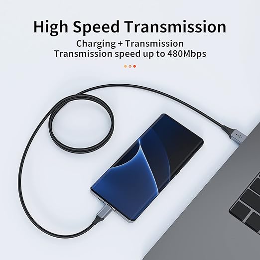 USB-C Cable 3-Pack (3ft/6ft/6ft), USB A to USB-C Fast Charging Cord, Nylon Braided, Compatible with 17/16/15 Pro Max ，Galaxy and Other Type-C Devices - Black
