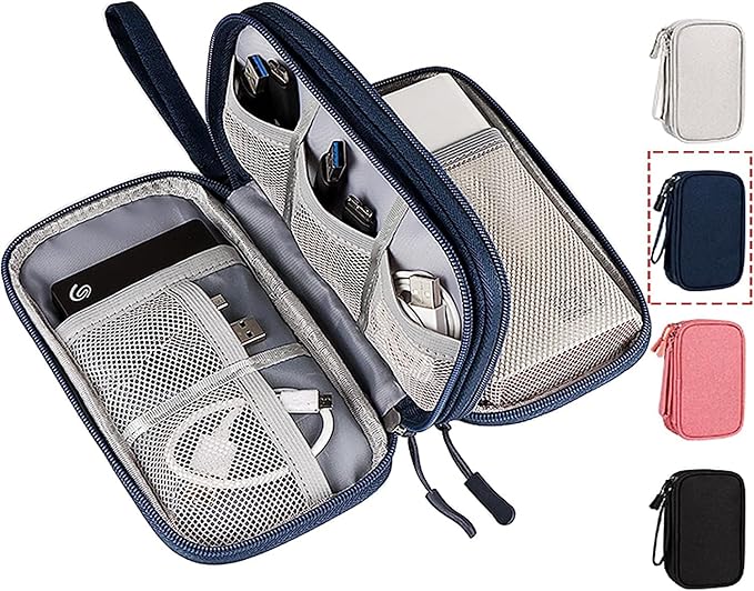 CAOODKDK Electronic Organizer Travel Cable Accessories Bag, Electronic Organizer Case, Electronic Accessories Organizer Bag for Power Bank, Charging Cords, USB Cable, Earphones (Navy Blue)
