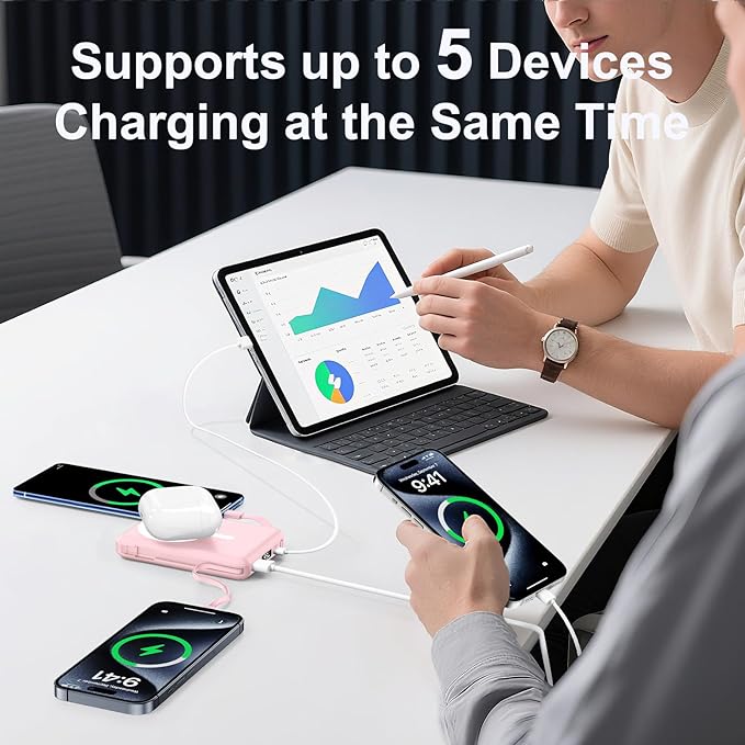 for Magsafe Power Bank, 10000mAh Magnetic Power Bank with USB-C Cable and PD 20W USB C Fast Charging LED Display, Wireless Portable Charger for iPhone 17/16/15/14/13/12/Pro/Pro Max