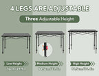 Join Nature Portable Outdoor Adjustable Height Camping Table, Large for 2-6 Person, Foldable Roll-up Aluminum Camp Table with Carry Bag for Picnic, Camp, Sturdy, Stable, Loads 220 Lbs (Black)