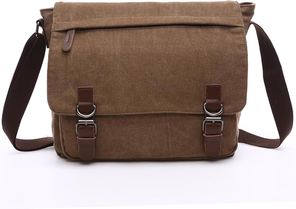 Evergoo Vintage Messenger Bag Unisex Shoulder Bags Canvas Satchel Cross Body Work Satchel Briefcase for 15.6 Inch Laptop