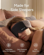 Sleenova Sleep Eye Mask with Bluetooth Headphones - Side Sleeper Optimized with Integrated Offline Audio for Phone-Free Use - 3 Modes for Rest, Nap and Travel