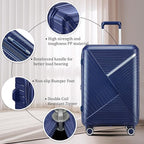 4 Piece Luggage Set, Hardside Expandable Lightweight Suitcase with 360° Mute Spinner Wheels Luggage Sets, TSA Lock, 14/20/24/28 Inch Travel Luggage for Men, Women and Girls (Navy Blue)