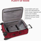 SWISSGEAR Sion Softside Expandable Spinner Luggage Durable Lightweight Travel Suitcase, Burgundy, Checked-Medium 25-Inch