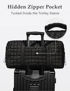 Quilted Travel Duffle Bag for Women Medium Weekender Bag Puffer Overnight Bag Large Soft Puffy Duffel Bag Carry-On Gym Bag Lightweight Personal Item Travel Bag for Trips Business Sport Airplane