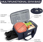 ETRONIK Gym Bags for Men Women, Military Travel Duffle Bag Backpack with Shoe Compartment, 3 in 1 Carry on with Wet Pocket, Weekender Overnight Range Backpack for Workout Football Gym, Blue