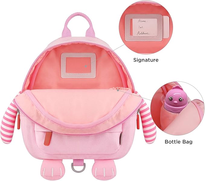 GAGAKU Toddler Backpack with Leash - Mini Kids Backpacks for Girls 2-5 Years Child Safety Backpack 3D Cartoon Animal Anti-Lost Preschool Backpack - Pink