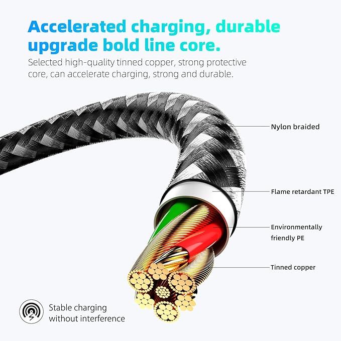 iPhone Charger Apple MFi Certified 3pack 10FT Long Lightning Cable Fast Charging High Speed Data Sync USB Cable Compatible iPhone 14/13/12/11 Pro Max/XS MAX/XR/XS/X/8/7 Plus and More