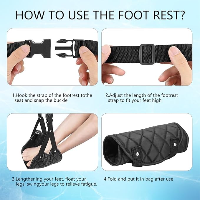 Airplane Foot Hammock for Foot Relaxation, and Cushion Foot Pad for Airplane Travel Accessories Travel Footrest Desk Portable Footrest.