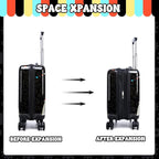 Kids Luggage Set 5 Piece 16'' Hardside Spinner Wheels Travel Suitcase Carry On Airline Approved Black Car