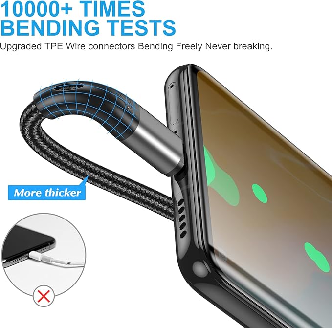 USB to USB C Cable,3Pack 6ft Premium Nylon Braided Fast Charging,3A Rapid Charger Cord,Type C to A Cable Compatible with Samsung Galaxy S22 S21 S20 S10 S9 S8 Plus,Note 20 10 9 8,LG V50 V40
