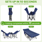 Camping Cot, Folding Camp Cot for Adults, Portable Outdoor Cot with Carry Bag & Mattress, Fast Setup, Lightweight Compact Bed for Travel, Home Office Nap (Blue)
