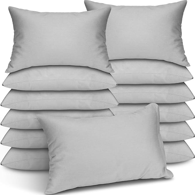 Kigley 12 Pack Mini Pillows for Daycare 9.1 x 13.8'' Small Travel Pillow Bulk Soft Breathable Cotton Pillow for Nap Travel Pet Neck Lumbar Purse Insert(Light Gray)