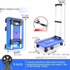 Foldable Push Hand Cart Folding Platform Truck Plastic Push Cart Heavy Duty Portable Trolley with Retractable Assis for Luggage Travel Moving Office Dolly Cart (Color : M