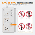 220V to 110V Voltage Converter, TESSAN Universal Travel Adapter with 4 USB Charger (1 USB C), 3 AC Sockets and EU/UK/AU/IT Plug Power Adaptor, Step Down Transformer Outlet Converters for International