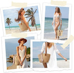 Trifabricy Beach Bags for Women, Summer Straw Bag, Woven Straw Beach Tote Bag Shoulder Handbags