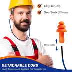 Quality Reusable Earplugs 100 Pair - 25dB Corded Silicone Ear Plugs for Shooting Construction Work Ear Plugs Motorcycle Range Hunting Hearing Protection Ear Protection for Mowing Earplugs Reusable