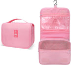 Lcsmaokin Large Capacity Toiletry Bag Travel Bag with Hanging Hook for Men and Women Waterproof Travel Cosmetic Bag Bathroom Storage Bag for Brushes Set, Full-Sized Shampoo,Accessories(Pink)