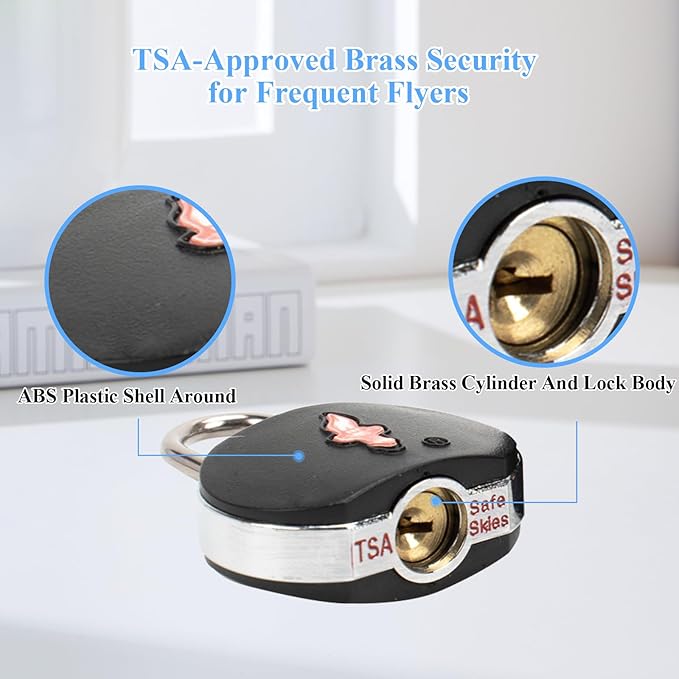 TSA Keyed Luggage Locks (6-Pack) - TSA Approved Lock for Suitcases, Backpacks, Gym Lockers & School Bags | Compact & Durable ABS w/Electroplated Rings