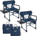 SUNNYFEEL Camping Directors Chair Set of 2 Aluminum Oversized Portable Folding Chair with Side Pocket and Adjustable Side Table for Beach, Fishing, Trip, Picnic, Lawn, Outdoor Foldable Camp Chairs