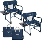 SUNNYFEEL Camping Directors Chair Set of 2 Aluminum Oversized Portable Folding Chair with Side Pocket and Adjustable Side Table for Beach, Fishing, Trip, Picnic, Lawn, Outdoor Foldable Camp Chairs