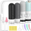 ME.FAN 18 Pack Travel Bottles for Toiletries, TSA Approved Travel Size Containers Set, Silicone Squeezable Portable Split Bottle, Travel Accessories for Conditioner, Shampoo, Lotion - Grey
