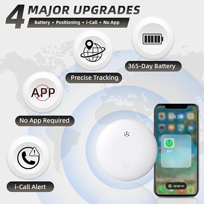 2-Pack Bluetooth Item Finder | Keys Luggage Wallet Locator for iOS & Android | No GPS, Shows Last Known Location | No Monthly Fee | IP67 Waterproof | 1-Year Battery (Black)