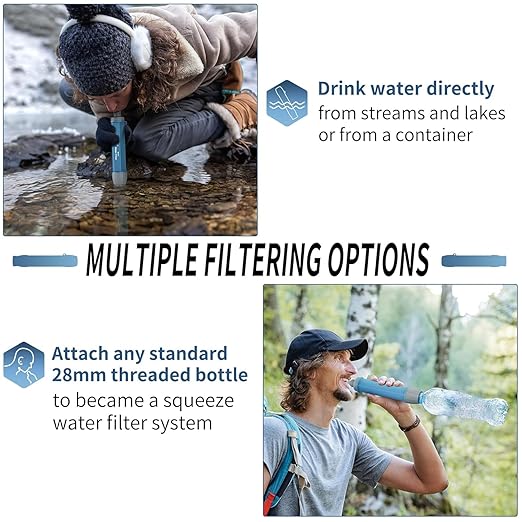 Yuclet 5 Pack Personal Water Filter Straw for Drinking Survival, 0.1-Micron Portable Water Purifier Straw Filters for Camping, Hiking, Travel, Backpacking & Emergency Preparedness