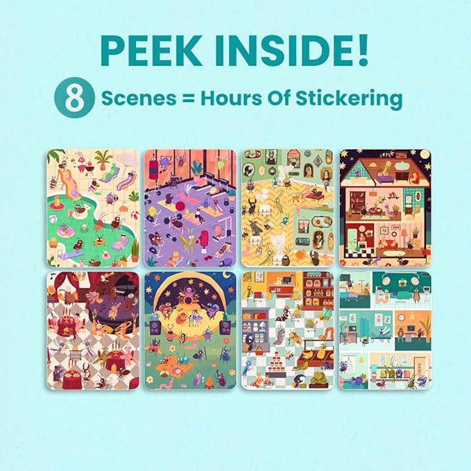 The Life of Busy Bugs 300+ Sticker Book for Girls by Cupkin Toddler Road Trip Activity Coloring + Sticker Book, Road Trip Essentials, 8 Coloring Pages + Scenes for Ages 2–8 Years