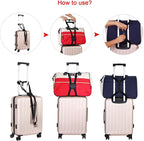 Luggage Straps Bag Bungees for Add a Bag Easy to Travel Suitcase Elastic Strap Belt (Black, M-Black)