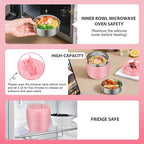 wiwens Thermo Food Jar for Hot Food Adults 32OZ Soup Thermo Lunch Containers Wide Mouth Vacuum Insulated Stainless Steel Leakproof Bento Box with Spoon (Pink2)