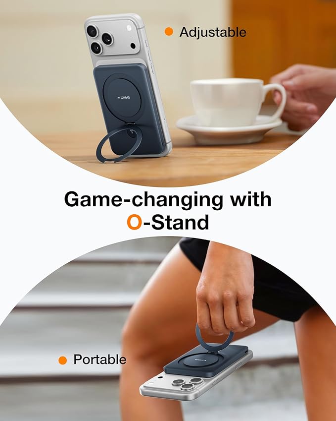 TORRAS EasyGo 0.45" Slim Magnetic Portable Charger Power Bank for iPhone, 5000mAh 22.5W Fast Charging Wireless Battery Pack Compatible with Magsafe, iPhone Air,Pro,Pro Max,17,16,15,14,13,12, Deep Blue
