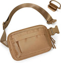 Fanny Packs for Women Men,Belt Bag,Water-resistant Crossbody Bag with 4 Zipper Pockets,Fashion Waist Packs with Adjustable Strap for Workout/Running/Yoga/Shopping/Hiking,Brown