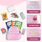 DYSHAYEN Gingham Kids Backpack,15 Inch School Backpack for Girls Boys,Kindergarten Large Bookbag Age 5-8 for Birthday Gifts School Overnight (Pink)