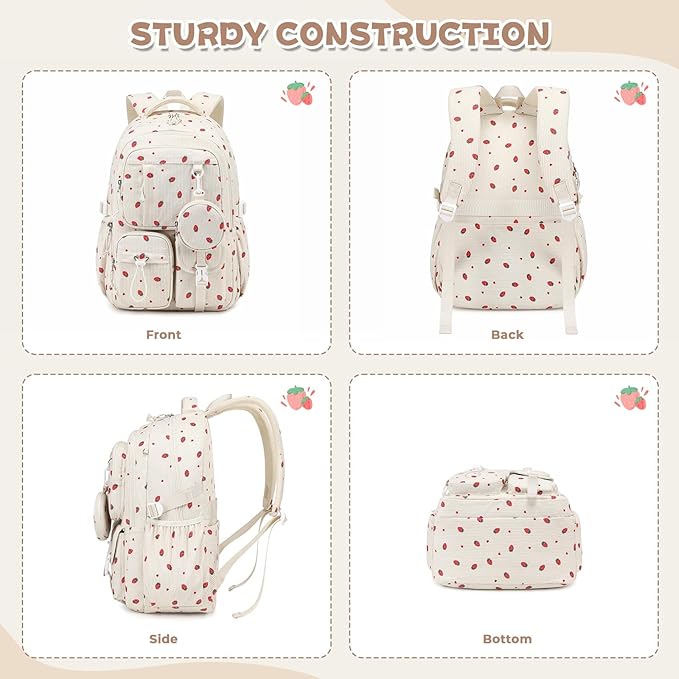 MOONBABY Girls Backpack, Kids Backpack for Girls, School bag for Primary Elementary Teenage, Middle School Students Bookbag