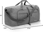 Dimayar 85L Travel Duffle Bag for Men Women - Foldable Duffel Bag with Shoes Compartment - Overnight Bags Waterproof & Tear Resistant(Gray)