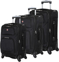 SWISSGEAR Sion Softside Expandable Spinner Luggage Durable Lightweight Travel Suitcase, Black, 3-Piece Set (21/25/29)